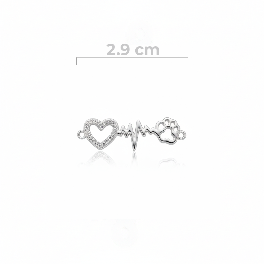 Dije Corazón Linea Huella Plateado Rodinado