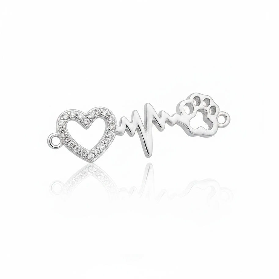 Dije Corazón Linea Huella Plateado Rodinado