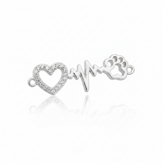 Dije Corazón Linea Huella Plateado Rodinado