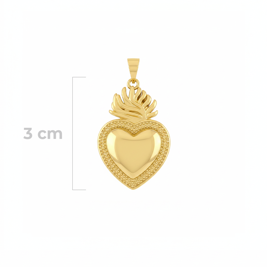 Dije Corazón Llamas Dorado Rodinado