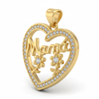 Dije Corazón Mamá Flores Dorado Rodinado