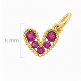 Dije Corazón Mini Collar Cristal Dorado Piedra Fucsia Rodinado