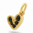 Dije Corazón Mini Collar Cristal Dorado Piedra Negra Rodinado