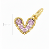 Dije Corazón Mini Collar Cristal Dorado Piedra Rosado Rodinado