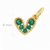 Dije Corazón Mini Collar Cristal Dorado Piedra Verde Rodinado