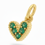 Dije Corazón Mini Collar Cristal Dorado Piedra Verde Rodinado