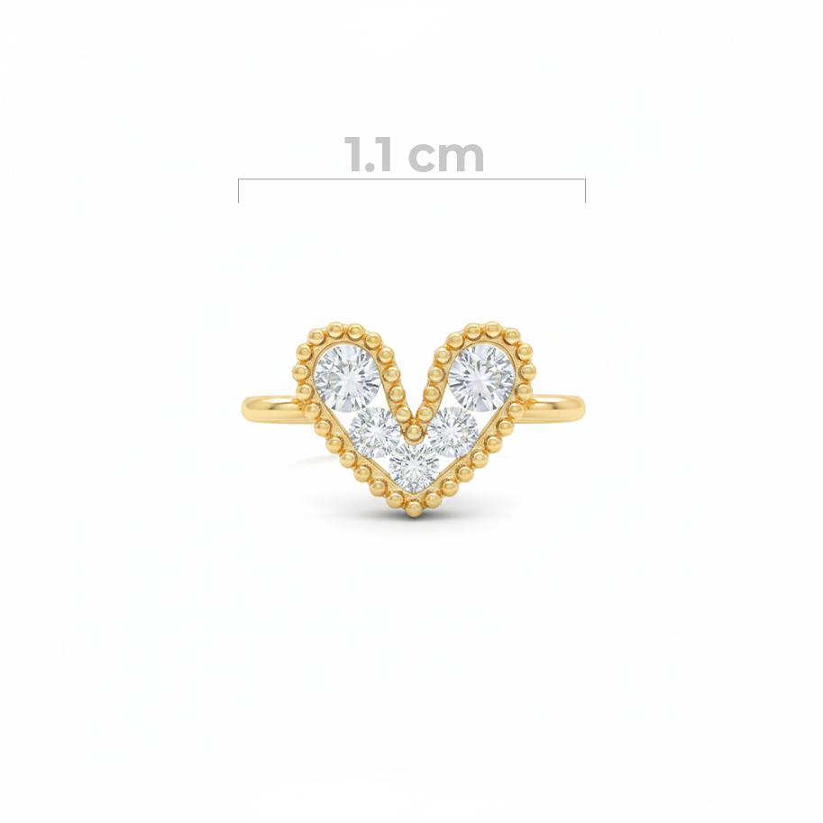 Dije Corazón Mini Pulsera Cristal Dorado Piedra Blanca Rodinado