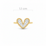 Dije Corazón Mini Pulsera Cristal Dorado Piedra Blanca Rodinado