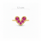 Dije Corazón Mini Pulsera Cristal Dorado Piedra Fucsia Rodinado