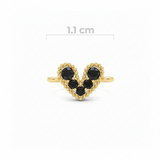 Dije Corazón Mini Pulsera Cristal Dorado Piedra Negra Rodinado