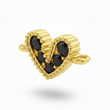 Dije Corazón Mini Pulsera Cristal Dorado Piedra Negra Rodinado