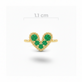 Dije Corazón Mini Pulsera Cristal Dorado Piedra Verde Rodinado