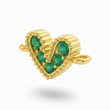 Dije Corazón Mini Pulsera Cristal Dorado Piedra Verde Rodinado