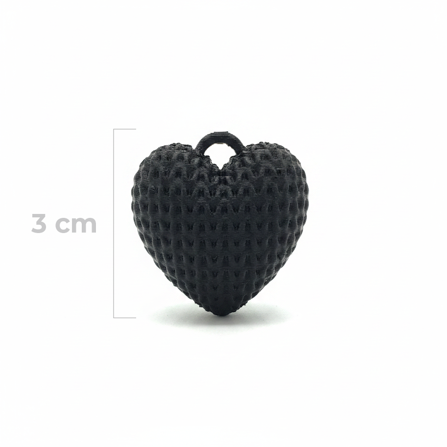 Dije Corazón Negro 3Cm Tejido Collar Acrílico