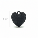 Dije Corazón Negro 3Cm Tejido Collar Acrílico