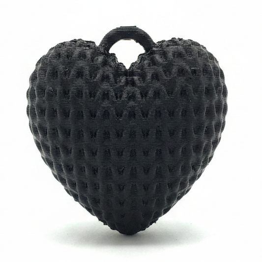 Dije Corazón Negro 3Cm Tejido Collar Acrílico