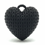 Dije Corazón Negro 3Cm Tejido Collar Acrílico