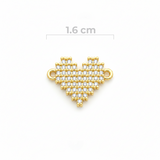 Dije Corazón Pixelado Pulsera Dorado Rodinado