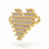 Dije Corazón Pixelado Pulsera Dorado Rodinado