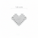 Dije Corazón Pixelado Pulsera Plateado Rodinado
