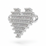 Dije Corazón Pixelado Pulsera Plateado Rodinado