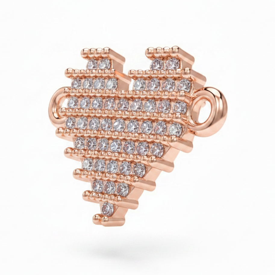 Dije Corazón Pixelado Pulsera Rosado Rodinado