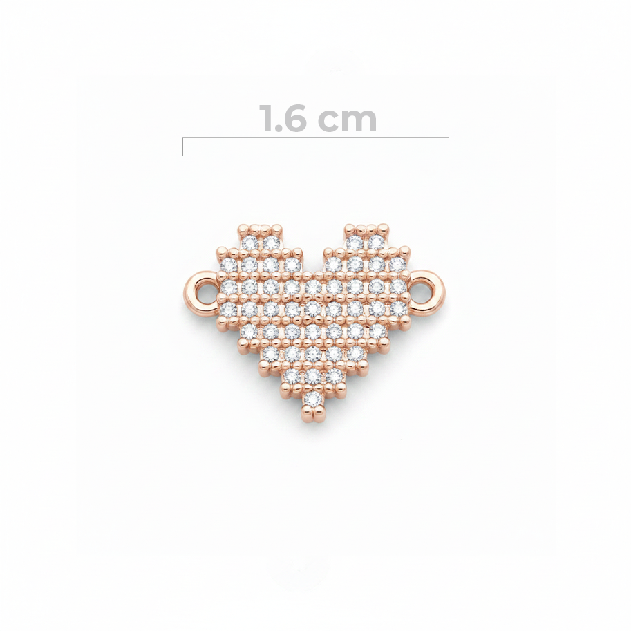 Dije Corazón Pixelado Pulsera Rosado Rodinado