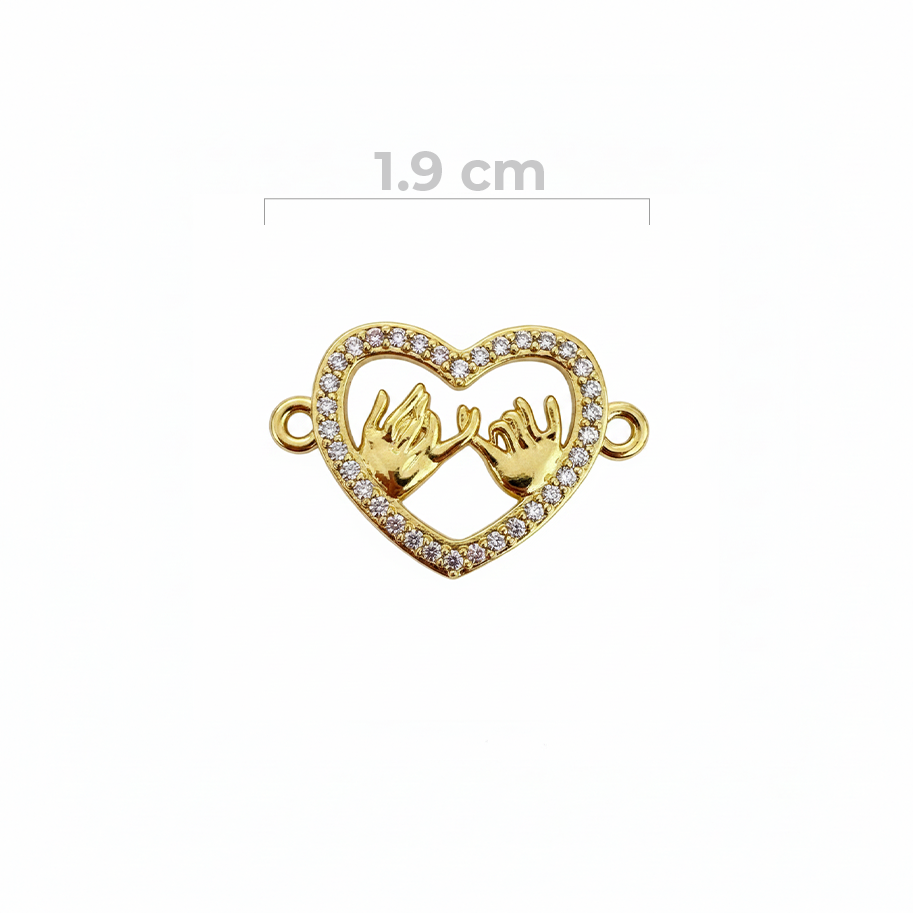 Dije Corazon Promesa Para Pulsera Dorado Rodinado