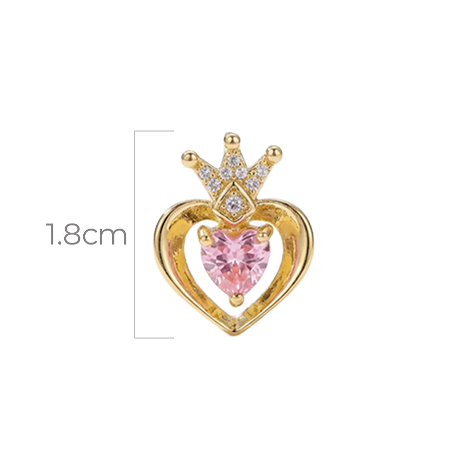 Dije Corazón Queen Piedra Rosada Dorado Rodinado