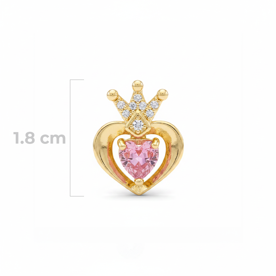 Dije Corazón Queen Piedra Rosada Dorado Rodinado