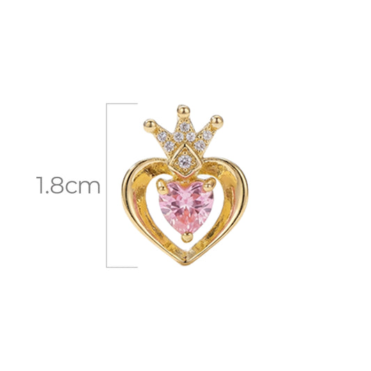 Dije Corazón Queen Piedra Rosada Dorado Rodinado