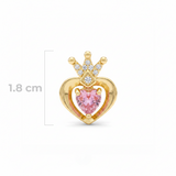 Dije Corazón Queen Piedra Rosada Dorado Rodinado