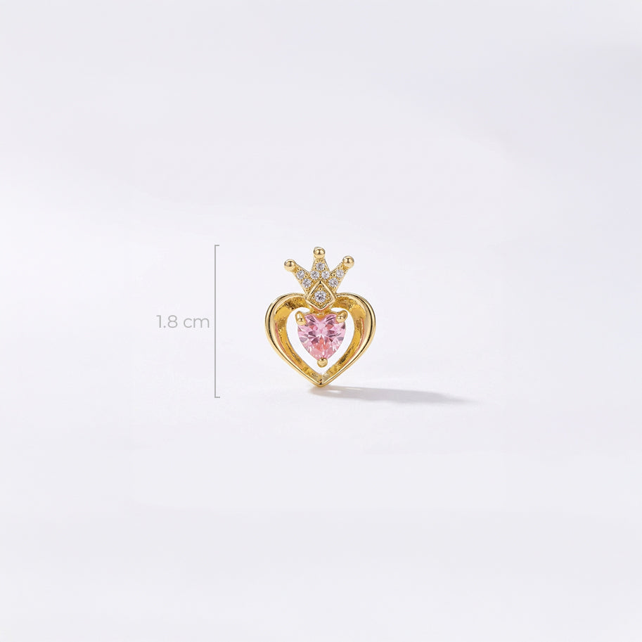 Dije Corazón Queen Piedra Rosada Dorado Rodinado