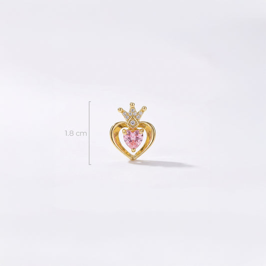 Dije Corazón Queen Piedra Rosada Dorado Rodinado