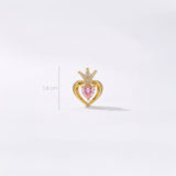 Dije Corazón Queen Piedra Rosada Dorado Rodinado