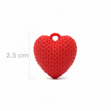 Dije Corazón Rojo 2.5 Cm Tejido Collar Acrílico