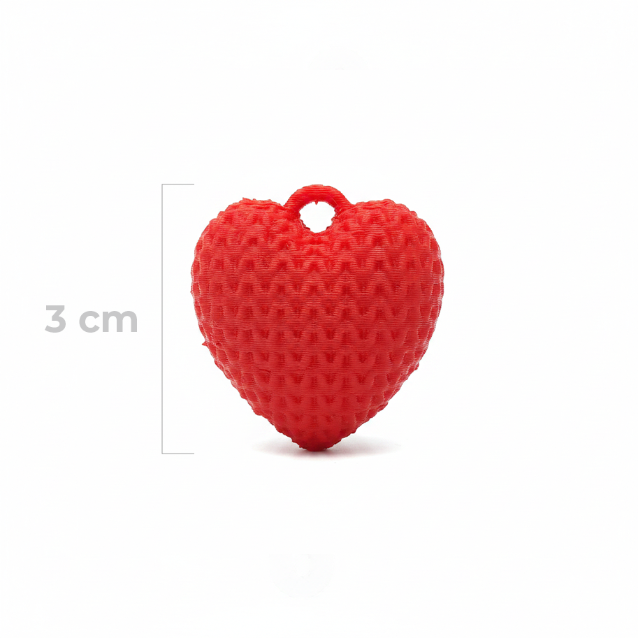 Dije Corazón Rojo 3Cm Tejido Collar Acrílico