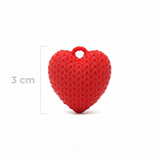 Dije Corazón Rojo 3Cm Tejido Collar Acrílico