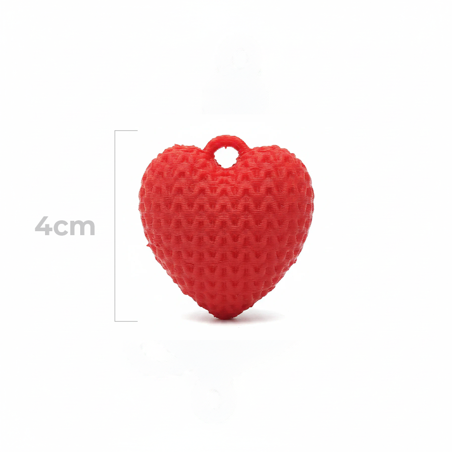 Dije Corazón Rojo 4Cm Tejido Collar Acrílico