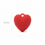 Dije Corazón Rojo 4Cm Tejido Collar Acrílico
