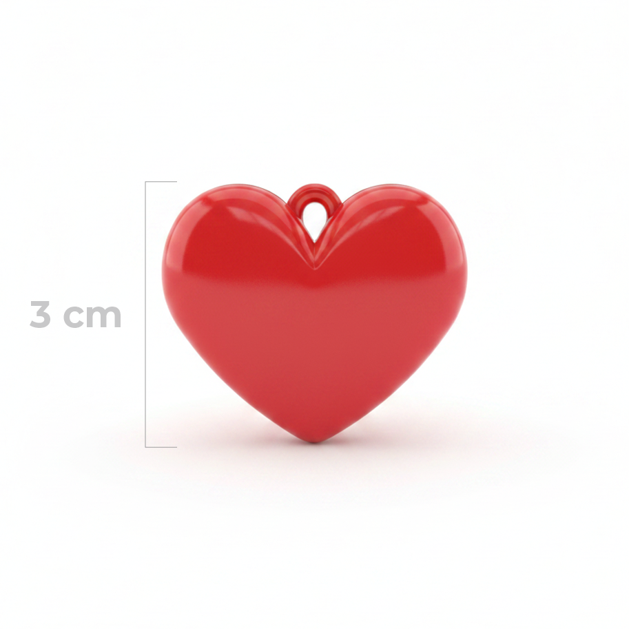 Dije Corazón Rojo Liso 3 Cm Acrílico