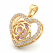 Dije Corazón Rosa Piedra Rosada Dorado Rodinado