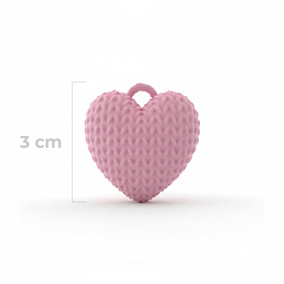 Dije Corazón Rosado 3Cm Tejido Collar Acrílico