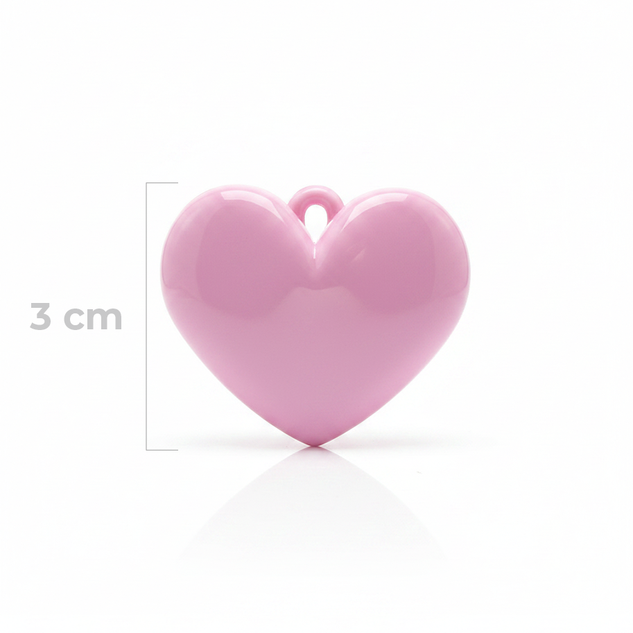 Dije Corazón Rosado Liso 3 Cm Acrílico