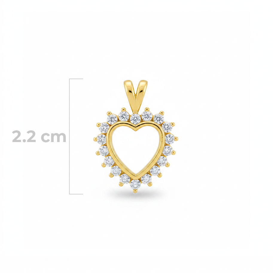 Dije Corazón Silueta circón Dorado Rodinado