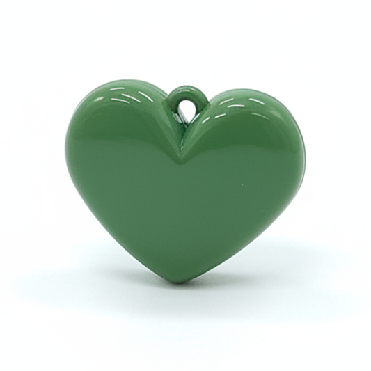 Dije Corazón Verde Militar Liso 3 Cm Acrílico