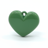 Dije Corazón Verde Militar Liso 3 Cm Acrílico
