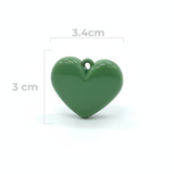 Dije Corazón Verde Militar Liso 3 Cm Acrílico