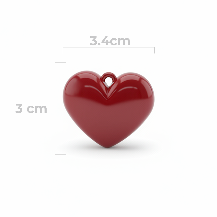 Dije Corazón Vino Tinto Liso 3 Cm Acrílico