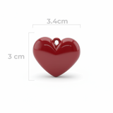 Dije Corazón Vino Tinto Liso 3 Cm Acrílico